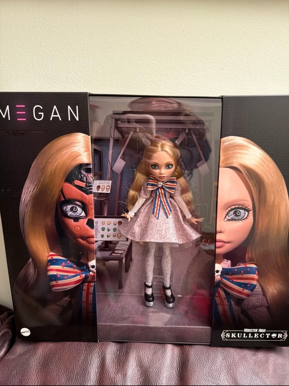 monster high Megan Doll in Pink Lace Dress with Striped Bow